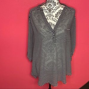 Torrid black and white striped blouse